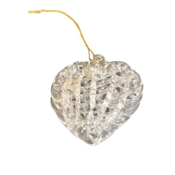 Glass Heart Christmas Tree Ornament Or Valentines Day Vtg Great Used Condition - Picture 1 of 4